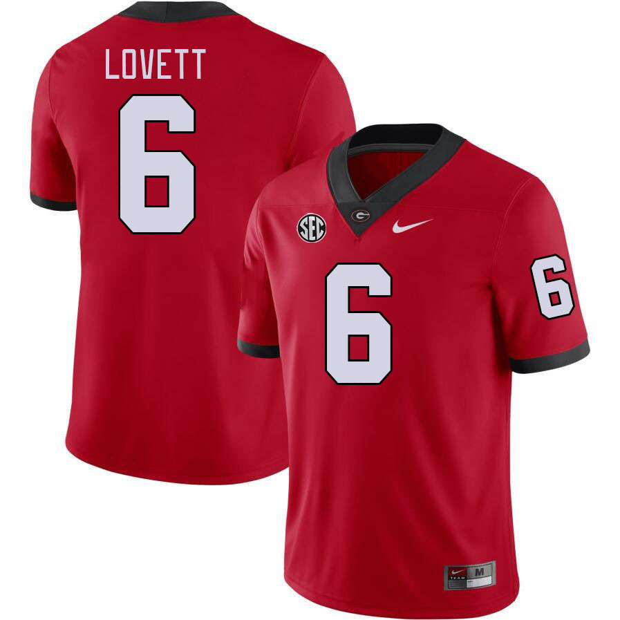 #6 Dominic Lovett Georgia Bulldogs Jerseys Football Stitched-Red